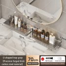 Gray 70CM_Bathroom U-Shaped Rack Wall Mount Floating Shelf Over Sink Organizer Wash Basin Groove Rac
