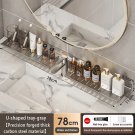 Gray 78CM_Bathroom U-Shaped Rack Wall Mount Floating Shelf Over Sink Organizer Wash Basin Groove Rac