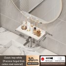 White 30CM B_Bathroom U-Shaped Rack Wall Mount Floating Shelf Over Sink Organizer Wash Basin Groove 