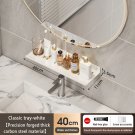 White 40CM B_Bathroom U-Shaped Rack Wall Mount Floating Shelf Over Sink Organizer Wash Basin Groove 