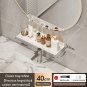 White 40CM B_Bathroom U-Shaped Rack Wall Mount Floating Shelf Over Sink Organizer Wash Basin Groove