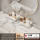 White 50CM A_Bathroom U-Shaped Rack Wall Mount Floating Shelf Over Sink Organizer Wash Basin Groove 