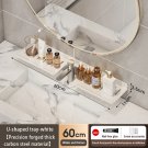 White 60CM A_Bathroom U-Shaped Rack Wall Mount Floating Shelf Over Sink Organizer Wash Basin Groove 