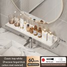 White 60CM B_Bathroom U-Shaped Rack Wall Mount Floating Shelf Over Sink Organizer Wash Basin Groove 