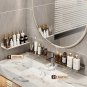 White 60CM B_Bathroom U-Shaped Rack Wall Mount Floating Shelf Over Sink Organizer Wash Basin Groove 