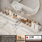 White 78CM A_Bathroom U-Shaped Rack Wall Mount Floating Shelf Over Sink Organizer Wash Basin Groove 