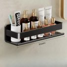Black-30cm_Bathroom Stainless steel storage rack no punching kitchen wall shelf toilet organizer and