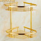 . Wall Mounted Gold Color aluminum Bathroom Shower shampoo Shelf  Basket Holder Fashion Double Layer