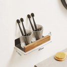 Blackwood 20cm_Bathroom Shelf No Drill Organizer Shower Storage Rack Solid Wood Corner Shelves Wall 