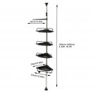 black_Height 105cm To 320cm 4 Shelves Bathroom Shelf Telescopic Shower Shelf Shower Corner Shelf Wit