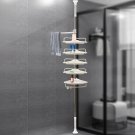 WHITE_Height 105cm To 320cm 4 Shelves Bathroom Shelf Telescopic Shower Shelf Shower Corner Shelf Wit