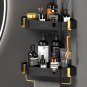 2 with Bar 22cm_Bathroom Organizer Shelf Kitchen Storage Rack Wall Mounted Shower Shelves No Drill S