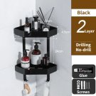 2 with board 22cm B_Bathroom Organizer Shelf Kitchen Storage Rack Wall Mounted Shower Shelves No Dri