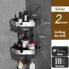2 with board 22cm S_Bathroom Organizer Shelf Kitchen Storage Rack Wall Mounted Shower Shelves No Dri