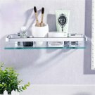 Tempered Glass Bathroom Shelf Aluminum Storage Rack Rectangular 30 40 50cm 1 Tier Silver Sand Spraye