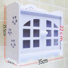1 Layer Windows 35cm_Fashion Bathroom Shelf  Wood-plastic Waterproof Cosmetic Storage Cabinet Wall M