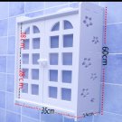 2 Layers Window35cm_Fashion Bathroom Shelf  Wood-plastic Waterproof Cosmetic Storage Cabinet Wall Mo