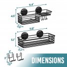 black_TAILI Shower Caddy Suction Cup 2 Pack with Hooks & Soap Holder, Heavy Duty Bathroom Shower