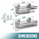 silver_TAILI Shower Caddy Suction Cup 2 Pack with Hooks & Soap Holder, Heavy Duty Bathroom Showe