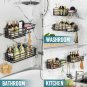 silver_TAILI Shower Caddy Suction Cup 2 Pack with Hooks & Soap Holder, Heavy Duty Bathroom Showe
