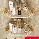 2 Layer_Acrylic Bathroom Shelf without Drilling Gold Rustproof Kitchen Toilet Shower Room Skincare S