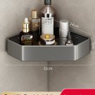 1 Gun Grey_Bathroom Shelf No Drill Corner Space Aluminum Storage Rack Wall Mounted Triangle Basket S
