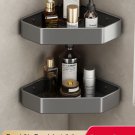 2 Gun Grey_Bathroom Shelf No Drill Corner Space Aluminum Storage Rack Wall Mounted Triangle Basket S