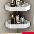 2 Silver_Bathroom Shelf No Drill Corner Space Aluminum Storage Rack Wall Mounted Triangle Basket Sho