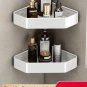 2 Silver_Bathroom Shelf No Drill Corner Space Aluminum Storage Rack Wall Mounted Triangle Basket Sho
