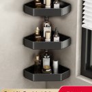 3 Black_Bathroom Shelf No Drill Corner Space Aluminum Storage Rack Wall Mounted Triangle Basket Show