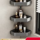 3 Gun Grey_Bathroom Shelf No Drill Corner Space Aluminum Storage Rack Wall Mounted Triangle Basket S