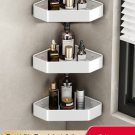3 Silver_Bathroom Shelf No Drill Corner Space Aluminum Storage Rack Wall Mounted Triangle Basket Sho