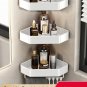 3 Silver with hook_Bathroom Shelf No Drill Corner Space Aluminum Storage Rack Wall Mounted Triangle