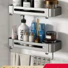 Dark Khaki_Bathroom Shelf No Drill Corner Space Aluminum Storage Rack Wall Mounted Triangle Basket S