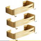 Square three layer_European Bathroom Corner Shelf Wall Mounted Titanium Gold Space Aluminum Bathroom