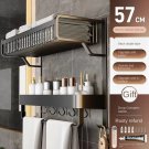 Black double  57cM_Bathroom Shelf Organizer Shower Storage Rack Black Corner Shelves Wall Mounted Al