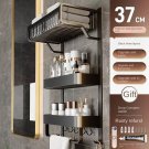 Black three 37cM_Bathroom Shelf Organizer Shower Storage Rack Black Corner Shelves Wall Mounted Alum