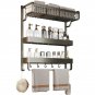 Gun gray three 37cM_Bathroom Shelf Organizer Shower Storage Rack Black Corner Shelves Wall Mounted A