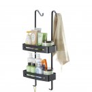 Black_Bathroom Shelf Shower Room Door Hanging Basket Double-Layers Metal Bath Punch-Free Storage Rac