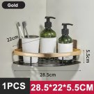 golden 1Triangle_Bathroom Shelf No Drill Makeup Storage Organizer Aluminum Alloy Shampoo Rack Shower