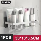 Silver 1Square_Bathroom Shelf No Drill Makeup Storage Organizer Aluminum Alloy Shampoo Rack Shower S
