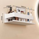 White 30cm_30cm-50cm Bathroom Storage Rack Modern Matte Aluminum Alloy Wall Mount Shelf Hole-free Wh