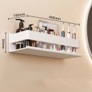 White 40cm_30cm-50cm Bathroom Storage Rack Modern Matte Aluminum Alloy Wall Mount Shelf Hole-free Wh