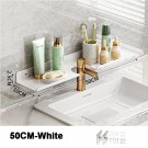 50CM White_1pc Bathroom Storage Rack Free Punch Toilet Sink Faucet Rear Mounted Holder Storage Drain