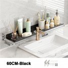 60CM Black_1pc Bathroom Storage Rack Free Punch Toilet Sink Faucet Rear Mounted Holder Storage Drain