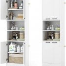 White_Bathroom Storage Cabinet Bathroom Floor with ShelvesAnti-toppling Devices Freestanding Large C
