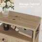 Rustic Brown-42.5 H_Natural Style Storage Cabinet with Drawers and Shelves Standing Kitchen Pantry C