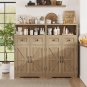 Rustic Grey-42.5 H_Natural Style Storage Cabinet with Drawers and Shelves Standing Kitchen Pantry Ca