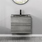 Grey Black_Bathroom Dresser,24" Wall Mounted Bathroom Vanity With Sink Two Drawers Bathroom Cabinet 