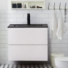White Black_Bathroom Dresser,24" Wall Mounted Bathroom Vanity With Sink Two Drawers Bathroom Cabinet